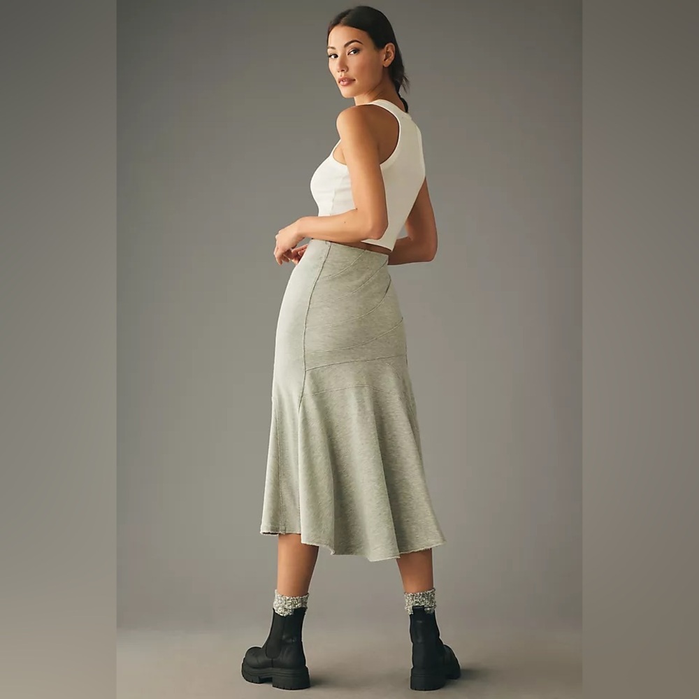 ANTHROPOLOGIE Daily Practice Seamed Midi Skirt - Picture 2 of 4